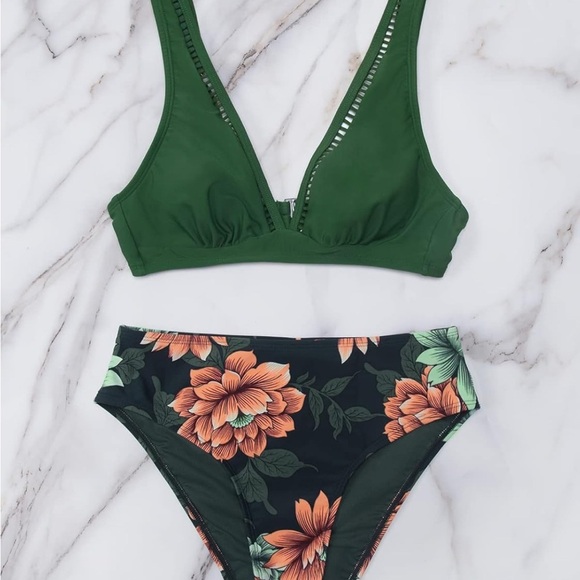 Cupshe Green Floral Women's Bikini Set Sz S nwt, 011 - Picture 5 of 8